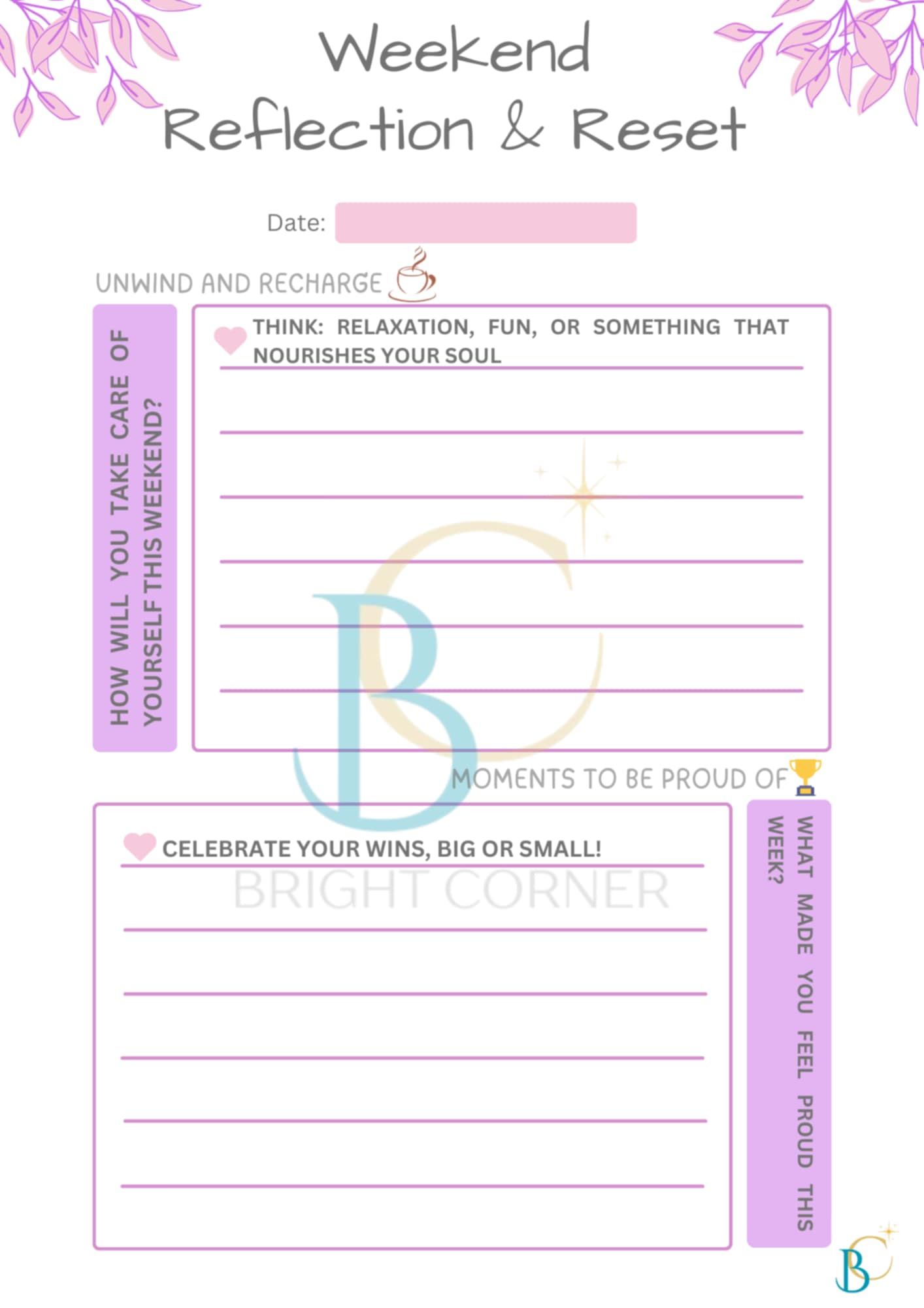 Monthly Progress Tracker from Bright Corner's Goal-Setting Planner to help track morning goals and daily wins