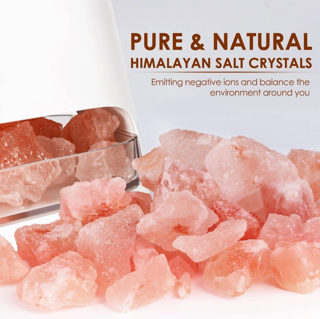 Close-up of natural Himalayan pink salt crystals used in the diffuser.